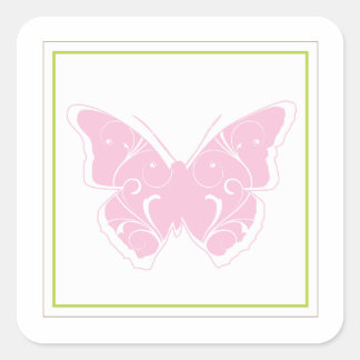 Pink Butterfly Babydusche Gefälligkeitsaufkleber Quadratischer Aufkleber