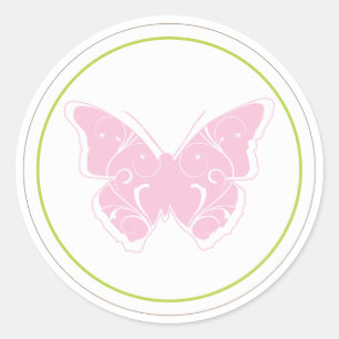 Pink Butterfly Babydusche Gefälligkeitsaufkleber Runder Aufkleber