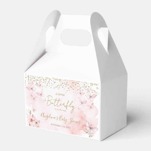 Pink Butterfly Babydusche Girl Gefallen Geschenkbo Geschenkschachtel (Vorderseite)