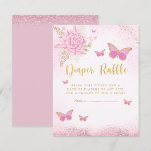 Pink Butterfly Babydusche Windeln Raffle Ticket Einladung