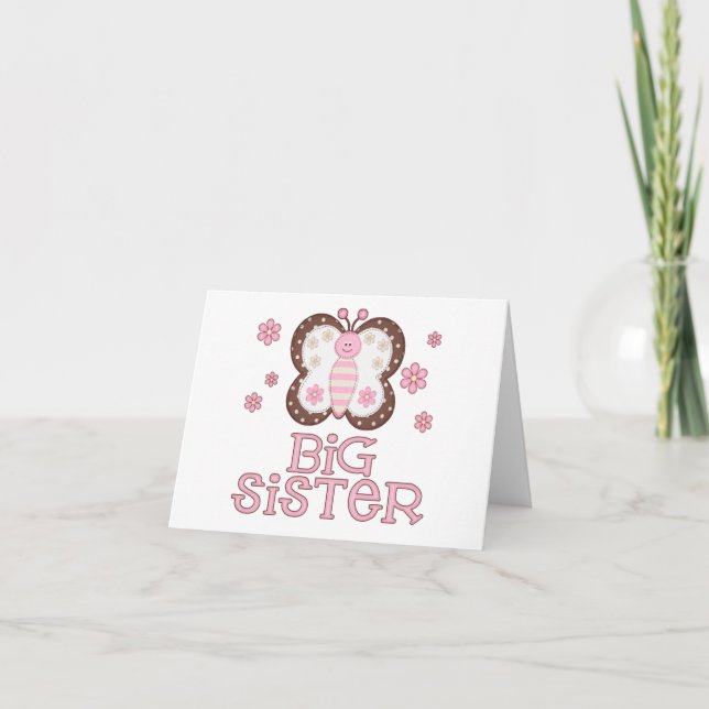 Pink Butterfly Big Sister Blank Card Karte (Vorderseite)