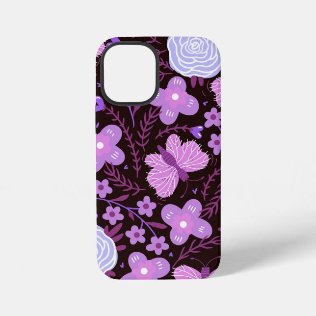 Pink Butterfly-Blume iPhone 12 Mini Hülle (Rückseite)