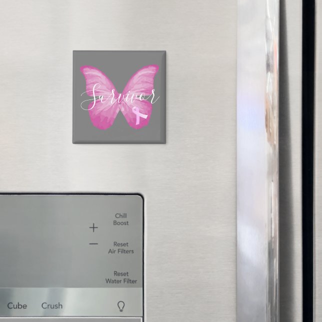 Pink Butterfly Breast Cancer Survivor Magnet (In Situ (Kühlschrank))