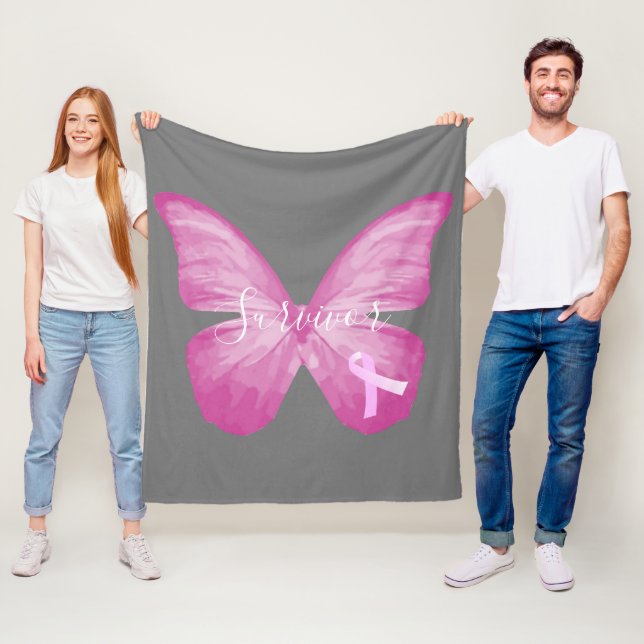 Pink Butterfly Brustkrebs Überleben Fleecedecke (Beispiel)