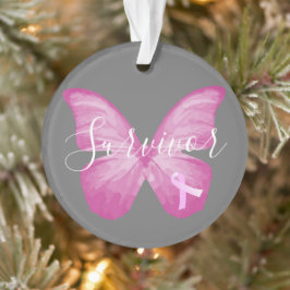 Pink Butterfly Brustkrebs Überleben Ornament