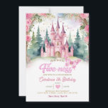 Pink Butterfly Castle Her Royal Five-ness Birthday Einladung<br><div class="desc">Her Royal Five-ness Pink Castle Forest Birthday Invitation
Mis Quince 15 Anos,  16th Birthday
Pink Castle Green Forest Matte Rose Gold</div>