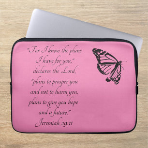 Pink Butterfly Custom Bible Verse Jeremiah 29:11 Laptopschutzhülle