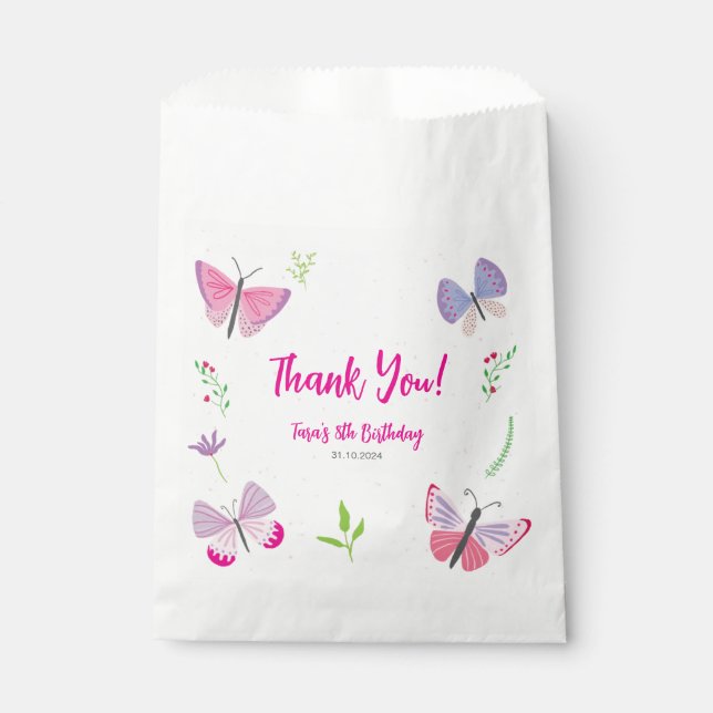 Pink Butterfly Favour Bag  Geschenktütchen (Vorderseite)