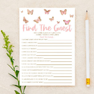 Pink Butterfly Finden Sie das Baby Duschspiel Briefpapier