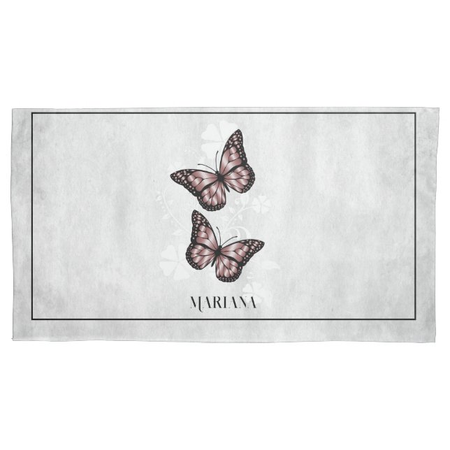 Pink Butterfly Floral Kissen Case Kissenbezug (Vorderseite)