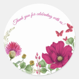 Pink Butterfly & Floral Watercolor Sticker