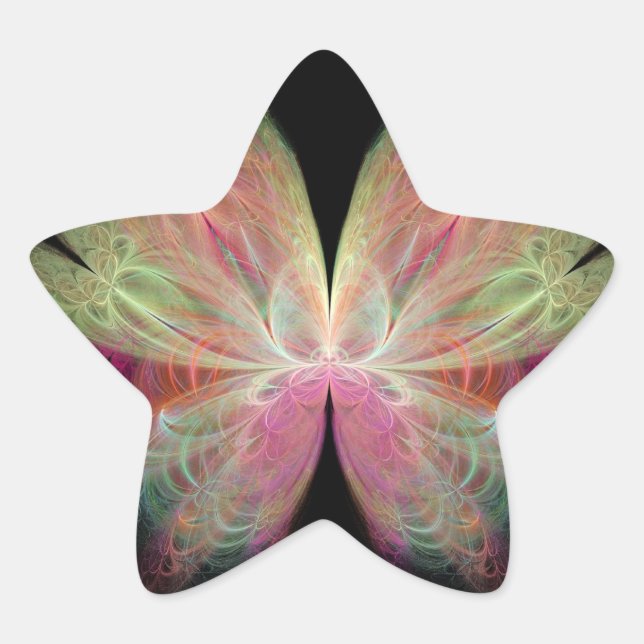 Pink Butterfly-Fraktal Stern-Aufkleber (Vorderseite)