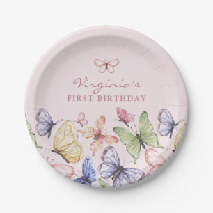 Pink Butterfly Geburtstag Pappteller