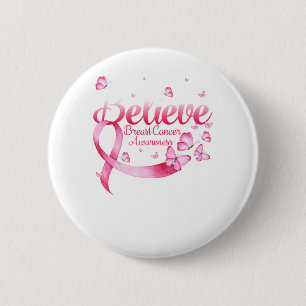 Pink Butterfly Glauben Brustkrebs Bewusstsein Button