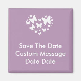 Pink Butterfly Heart Save The Date Magnet