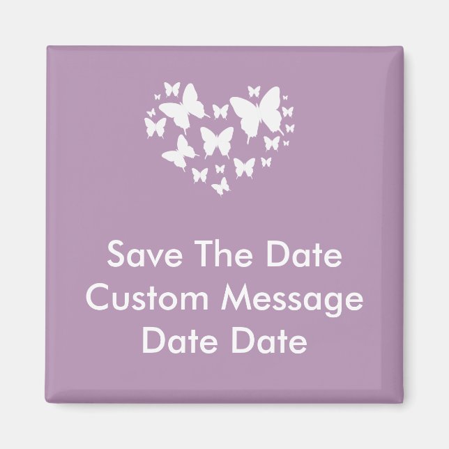 Pink Butterfly Heart Save The Date Magnet (Vorne)
