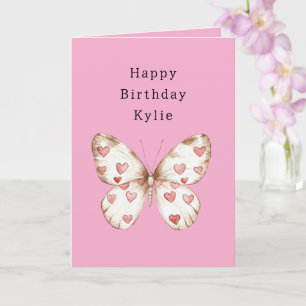 Pink Butterfly Herz Geburtstag Karte