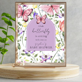 Pink Butterfly Lavender Arch Welcome Baby Shower Poster