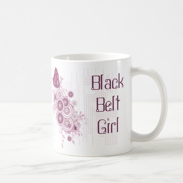 Pink Butterfly Martial Arts Black Belt Girl Kaffeetasse (Rechts)