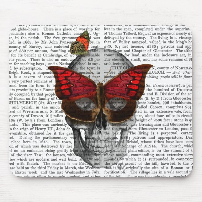 Pink Butterfly Mask Skull Mousepad (Vorne)