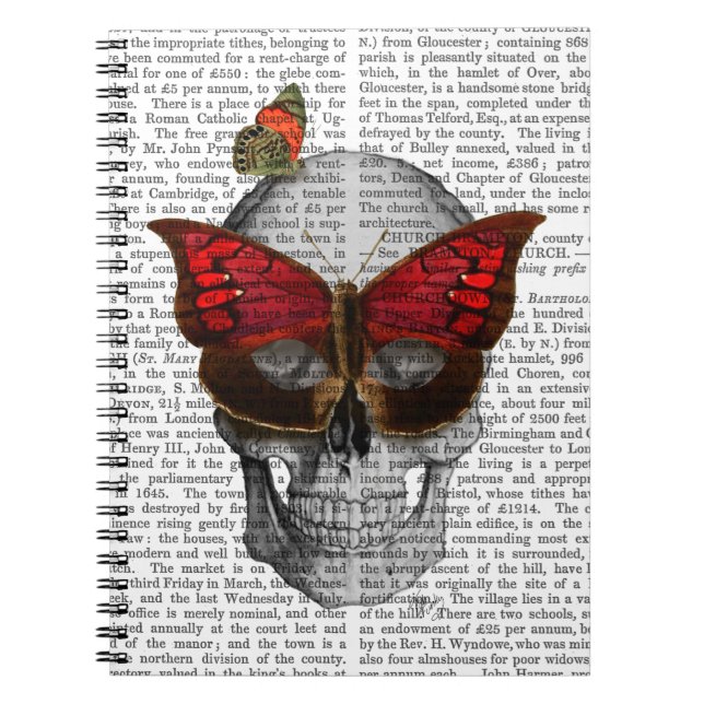 Pink Butterfly Mask Skull Notizblock (Vorderseite)