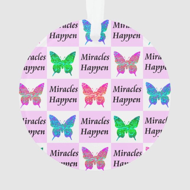 PINK BUTTERFLY MIRACLES GESCHAFFEN ORNAMENT (Rückseite)