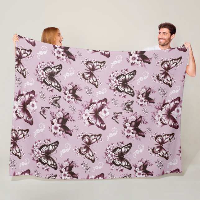 Pink Butterfly Muster Fleece Blankon (Beispiel)