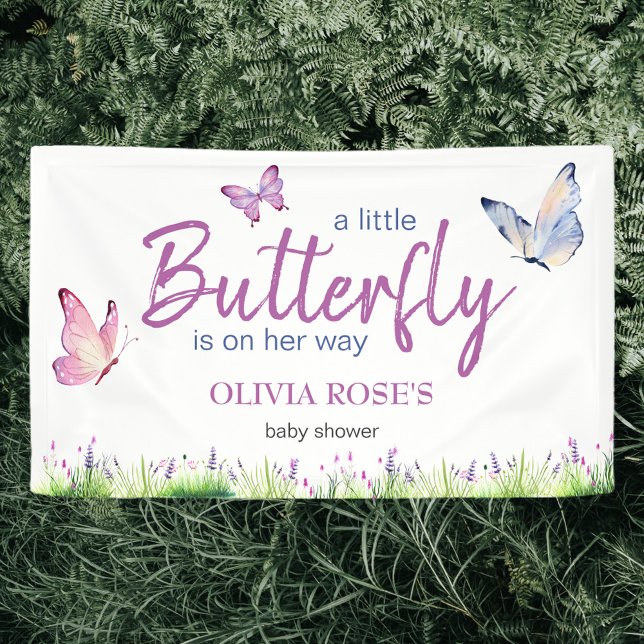 Pink Butterfly Niedliche Lila Girl Baby Dusche Banner (Von Creator hochgeladen)