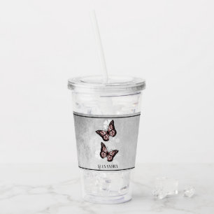 Pink Butterfly Personalisiert Acrylic Tumbler Acryltrinkbecher