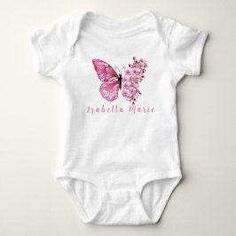 Pink Butterfly Personalisiert Name Niedlich Morden Baby Strampler