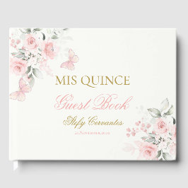 Pink Butterfly Quinceañera Gästebuch