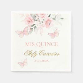 Pink Butterfly Quinceañera Serviette