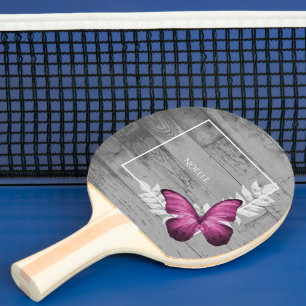 Pink Butterfly Rustikales Ping Pong Paddle Tischtennis Schläger
