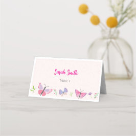 Pink Butterfly Themed Placecard Platzkarte