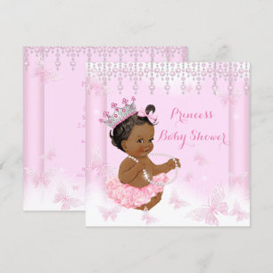 Pink Butterfly Tiara Princess Baby Shower Ethnic Einladung