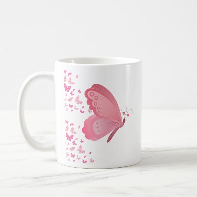 Pink Butterfly Twins Kaffeetasse (Links)