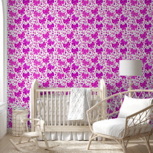 Pink Butterfly Wall Paper Tapete
