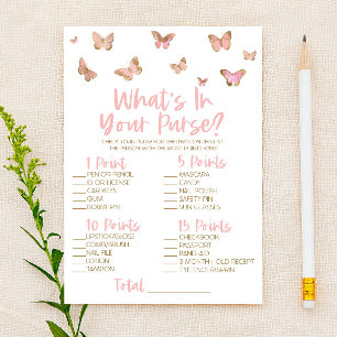 Pink Butterfly Was ist in Purse Brautparty Game Briefpapier