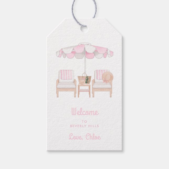 Pink Cabana Bachelorette Wochenende | Willkommen Geschenkanhänger (Vorderseite)