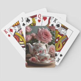 Pink Cabbage Rose Tea Spielkarten