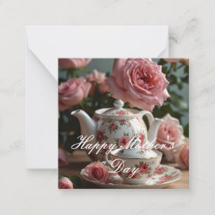 Pink Cabbage Rose Tee Mitteilungskarte