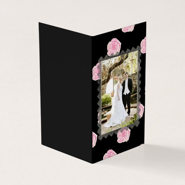 Pink Cabbage Roses and Black Lace Wedding (Vorderseite)