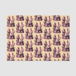 Pink Cacti Batch-Tan Background Seidenpapier