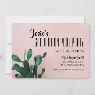 Pink Cactus Abschluss Pool Party Einladung