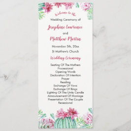 Pink Cactus Blume Succulents Wedding Program Programm
