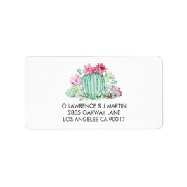 Pink Cactus Blume Succules Aquarell Adressaufkleber