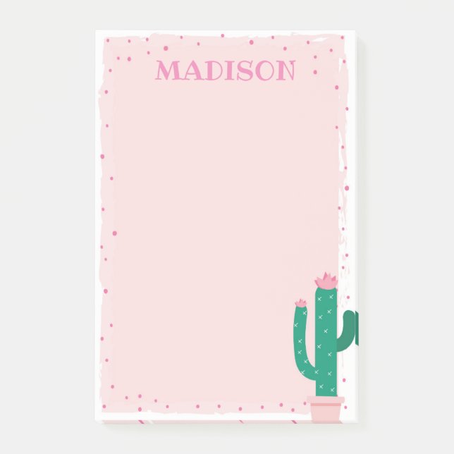 Pink Cactus Desert Post It Note Post-it Klebezettel (Vorderseite)