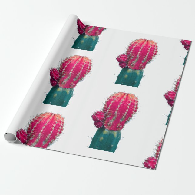 Pink Cactus Foto Wrapping Paper Geschenkpapier (Ungerollt)