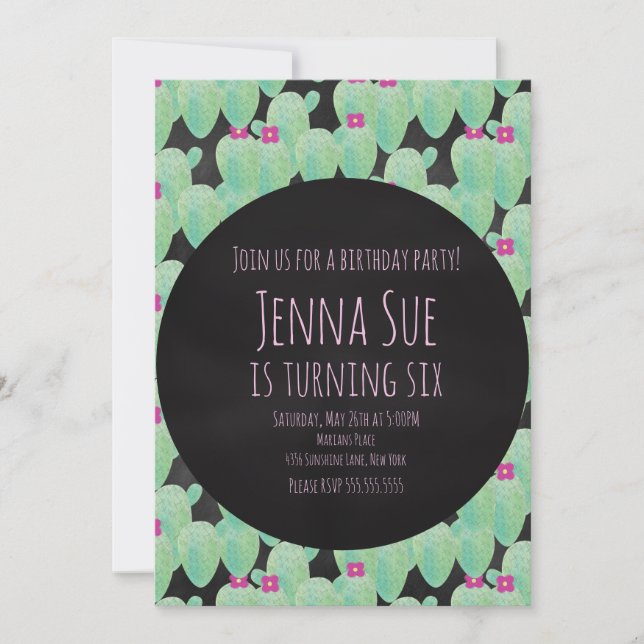 Pink Cactus Pattern Greenery Party (Vorderseite)