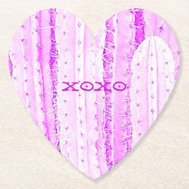 Pink Cactus Saguaro XOXO Herz Liebe Prickly Untersetzer